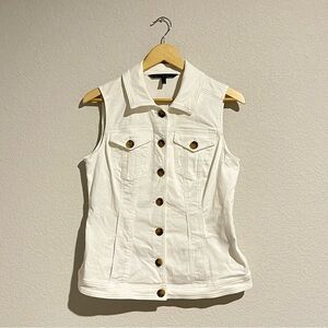 White House Black Market Denim Button Down Top Size 6